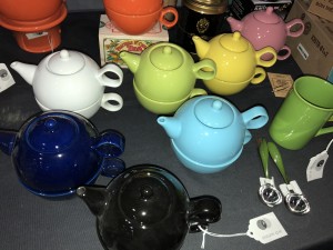 Colorful teapots at the Expo. Photo by Karen Salkin.