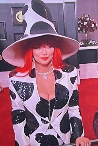 Shania Twain and her crazy outfit. Photo by Karen Salkin, (off the TV screen.)