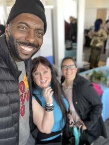 (L-R) John Salley, Karen Salkin, and Laura Saul. Photo by John Salley, whose wingspan is 7'2"! That's why Laura is just a blur back there!