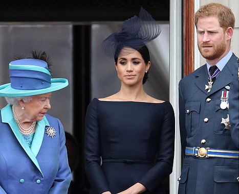 The late Queen, not looking happy with the couple. And the Markle woman trying to figure out how to get out a life where she's not the Princess she thought she'd be.