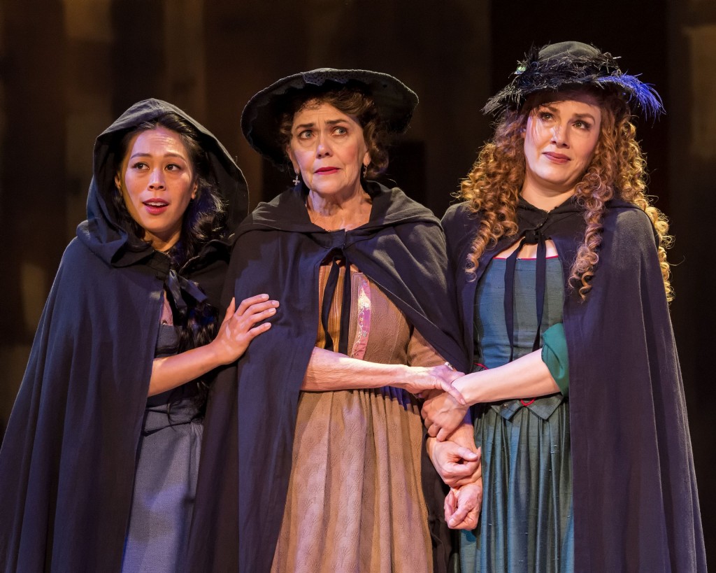 Unlike in Shakespeare's time, there are females playing females in this show! This is them! (L-R) Nicole Javier, Deborah Strang, and Trisha Miller. Photo by Craig Schwartz.