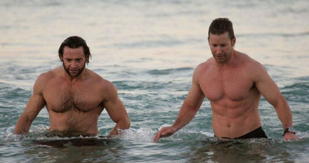 One of the pix of Hugh Jackman and a friend at the beach several years ago. And this is the last I'm going to say on the subject.