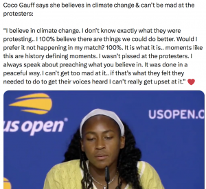 Coco Gauff on the protest that happened during her semi-final.