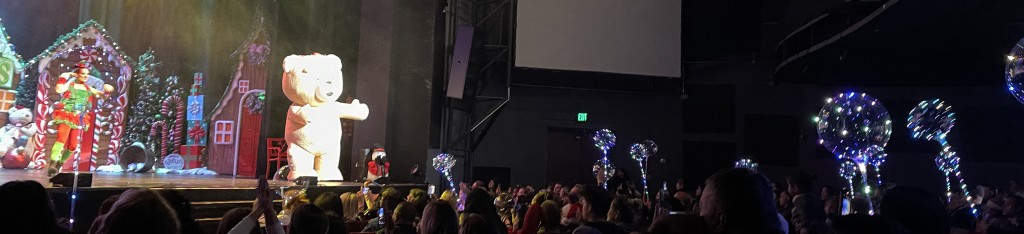 Just a few of the lit-up balloons that the kids in the audience were waving during the entire second half! Photo by Mr. X.