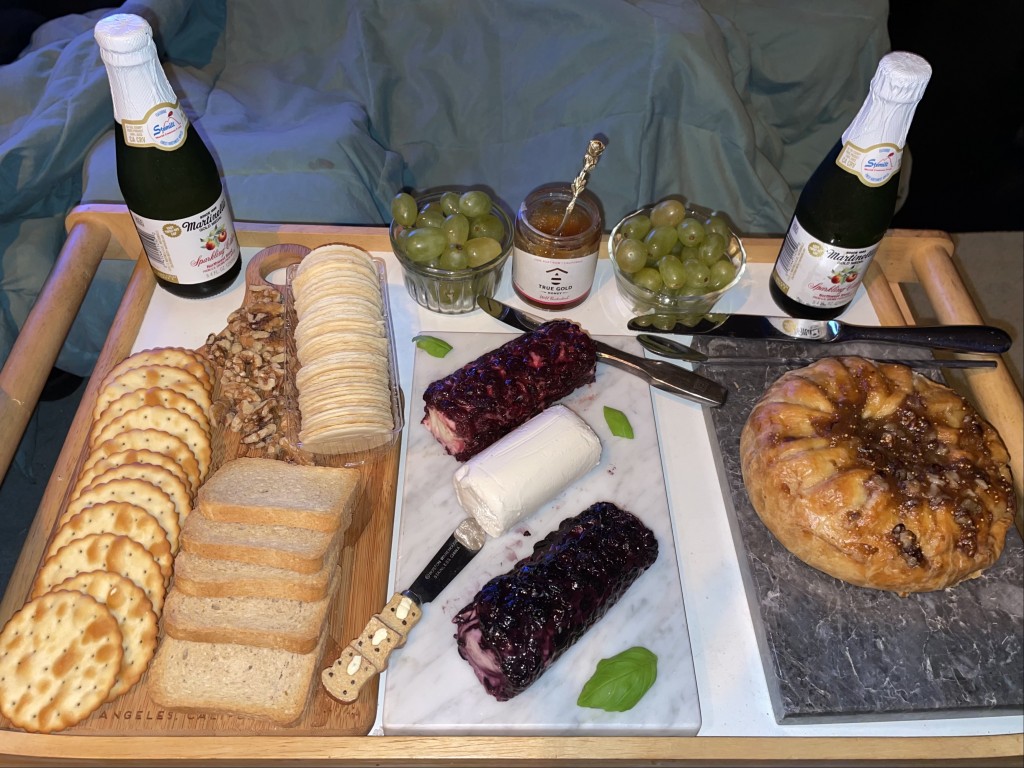 Part of the fun, festive, and delicious spread I put out for Mr. X and me last New Year's Eve. Photo by Karen Salkin.