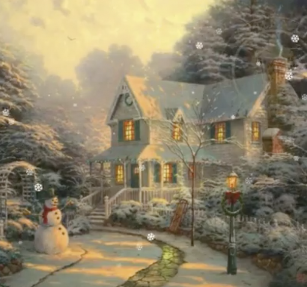 Let me cheer us all up with this stunning painting by Thomas Kinkade.