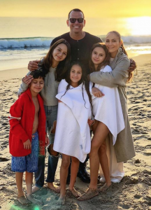 Alex Rodriguez and Jennifer Lopez, and all of their kids. Doesn't that look like a happy family?