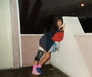 One of Karen Salkin's yearly photos at her beloved Gayley Ave. building. Photo by INAM staff.