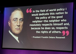 One particularly poignant slide they showed. Photo by Karen Salkin.
