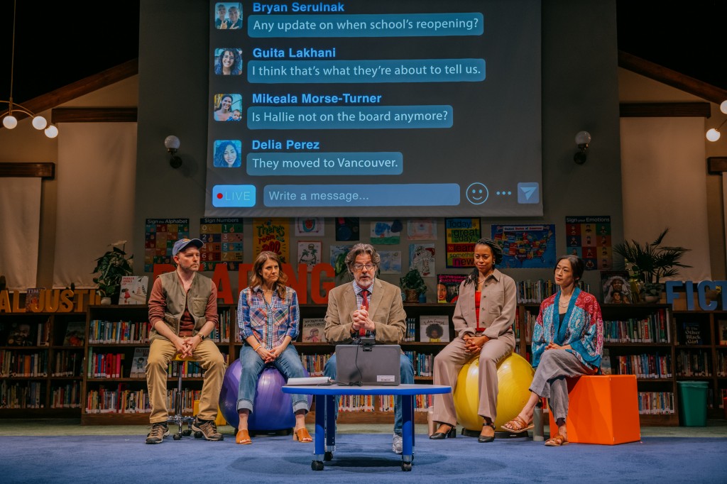 (L-R) Nate Corddry, Mia Barron, Rick Holmes, Cherise Boothe, and Camille Chen. Photo by Jeff Lorch, as is the one at the top of this review.