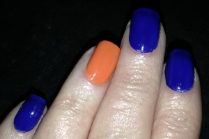 My Mets-colored nails that I was rocking on the day of my stroke, all ready to watch the game! Photo by Karen Salkin.