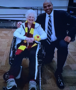 Sister Jean and Charles Barkley. Photo (from TV) by Karen Salkin.