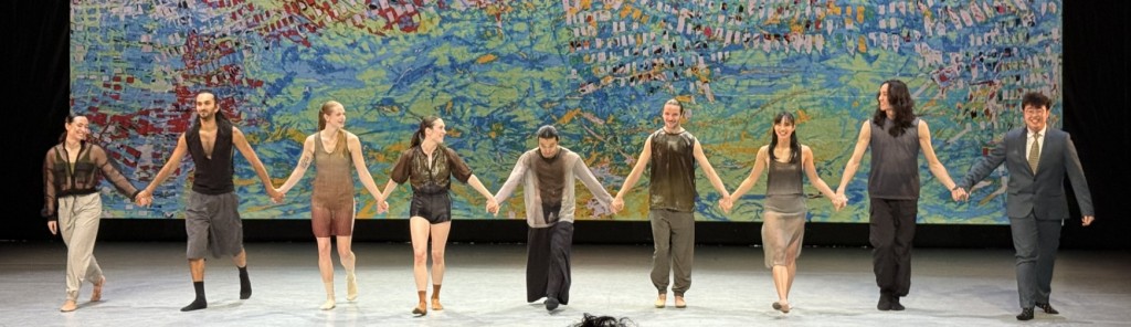 Rob Hoffer is fourth from the right. And pianist Yanking Bai is on the very right. Notice he's just in his socks! Photo by Karen Salkin.