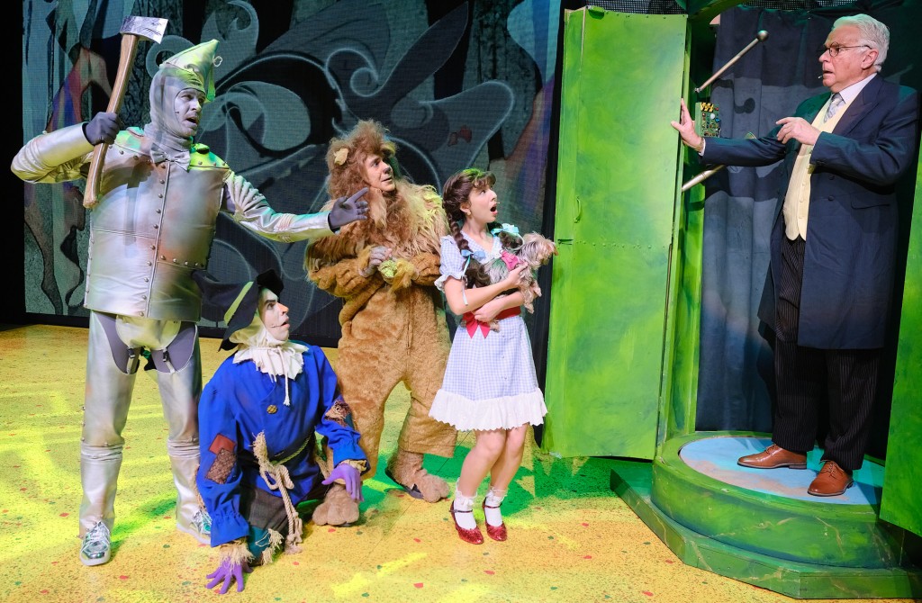 (L-R) Douglas Ladnier, John Schartzer, Mark Gagliardi, Aubrey Anderson-Emmons, and John O’Hurley. Photo by Josh Kaplan.