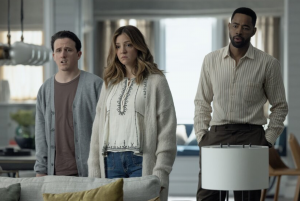Daniel Monks, Abby Elliott, and Jay Ellis. How would there be no housekeeper in that beautiful abode?!