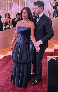 Priyanka Chopra and Nick Jonas on the stairs.  Photo by Karen Salkin.