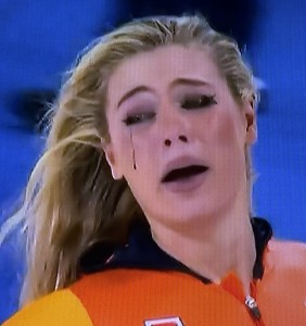 Jutta Leerdam, (and her non-waterproof mascara,) upon winning. Photo by Karen Salkin.