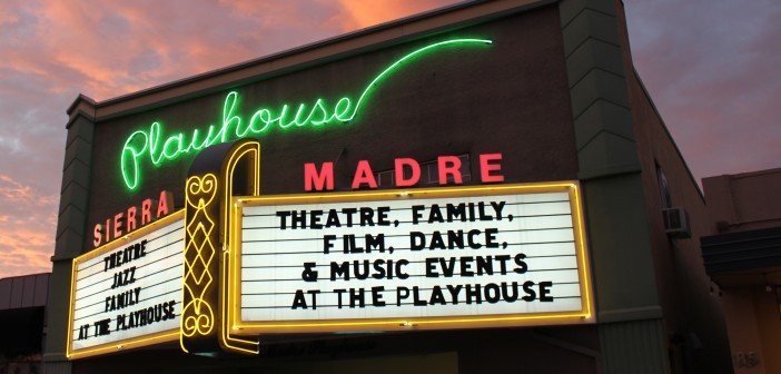 Sierra Madre Playhouse exterior at dusk 7963 pc Vic May