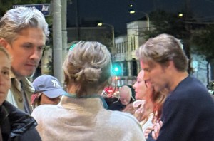 Having-out after the play were a couple of actors I recognized from TV shows I liked: Neal Bledsoe (with the gray hair,) and Derek Richardson (on the right.)