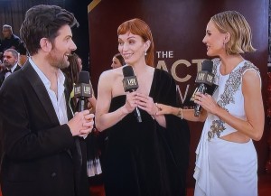 That awful host, on the right, pushing her guest's arm down so she would stop talking! Wow. Photo by Karen Salkin.