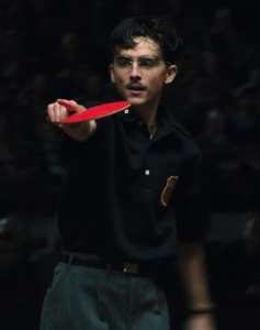Timothee Chalamet in Marty Supreme, for which he did most of his own amazing ping-pong playing!