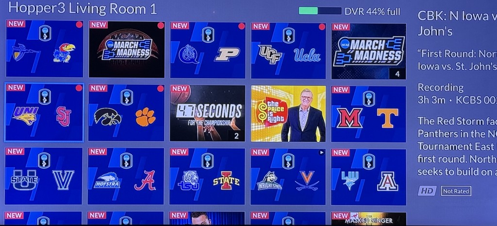 This is my DVR during March Madness! (Price Is Right is there only because a game went long!) Photo by Karen Salkin.