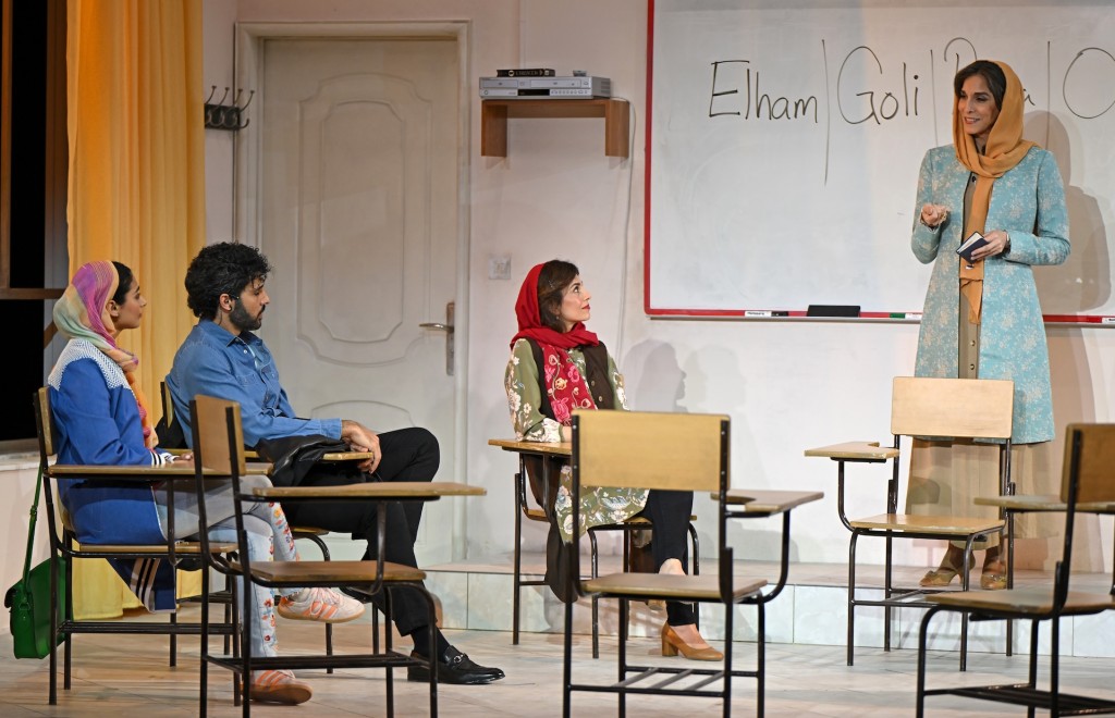 (L-R) Ava Lalezarzadeh, Babak Tafti, Marjan Neshat, and Pooya Mohseni. Photo by Kevin Parry.