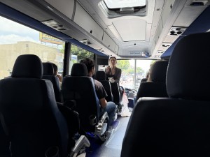 The bus tour guide. Photo by Karen Salkin, as is the one above, of a featured house on the show.