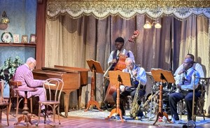 The on-stage band. Photo by Karen Salkin.