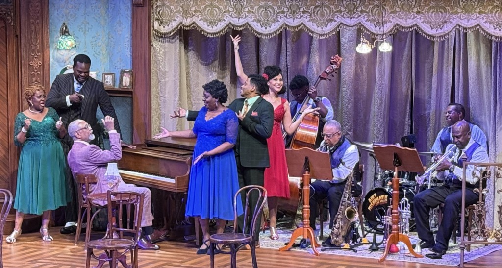 The whole Ain't Misbehavin' cast during the fun curtain calls. Photo by Karen Salkin.