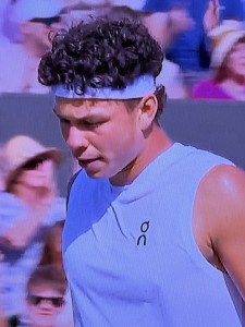 Ben Shelton after he lost a 5-setter in the first round. Photo by Karen Salkin.