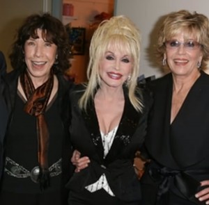 Lily Tomlin, Dolly Parton, and Jane Fonda at Opening Night of the 9 To 5 musical. Photo from Center Theatre Group.